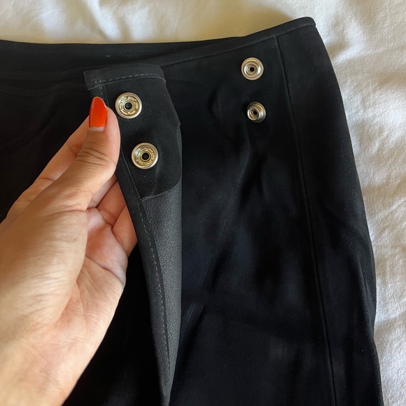 Vince Black Suede Leather Wrap Maxi Skirt